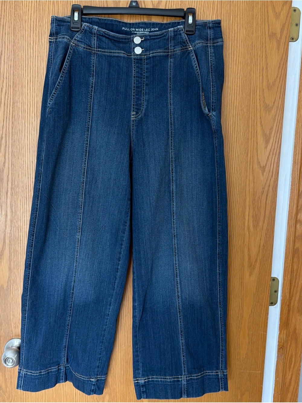 Chico's Dark Blue Pull-On Wide Leg Jeans